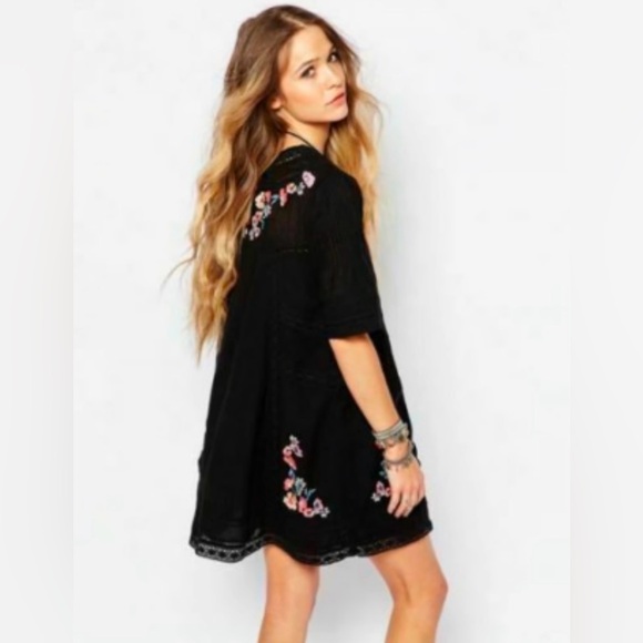 Free People Perfectly Victorian Embroidered Boho Festival Mini Shift‎ Dress XS - Picture 4 of 16
